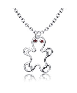  Gingerbread Man Cookie Shape  Silver Necklace SPE-5232